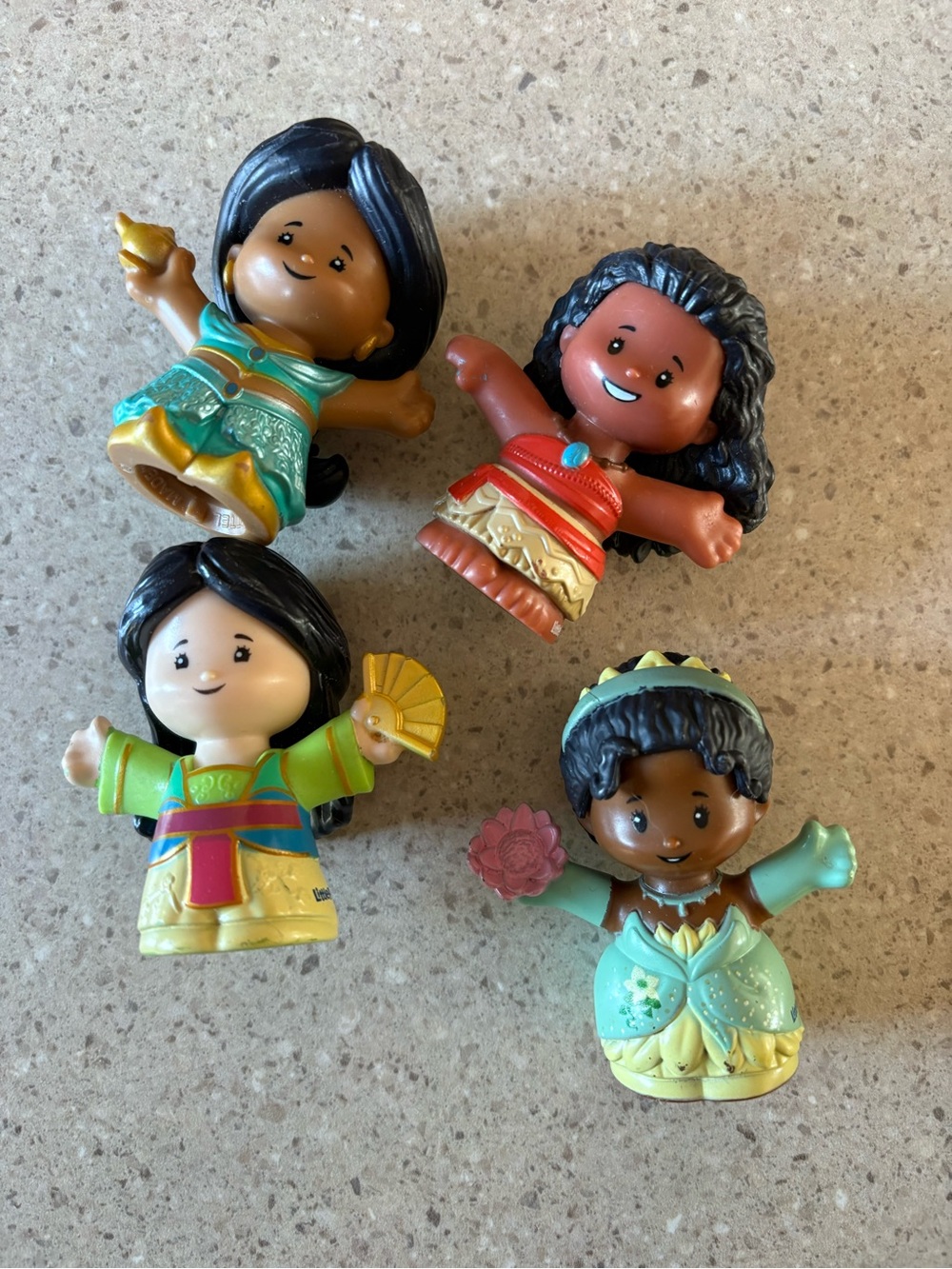 Disney little people princess moana, tiana, Jasmine and mulan